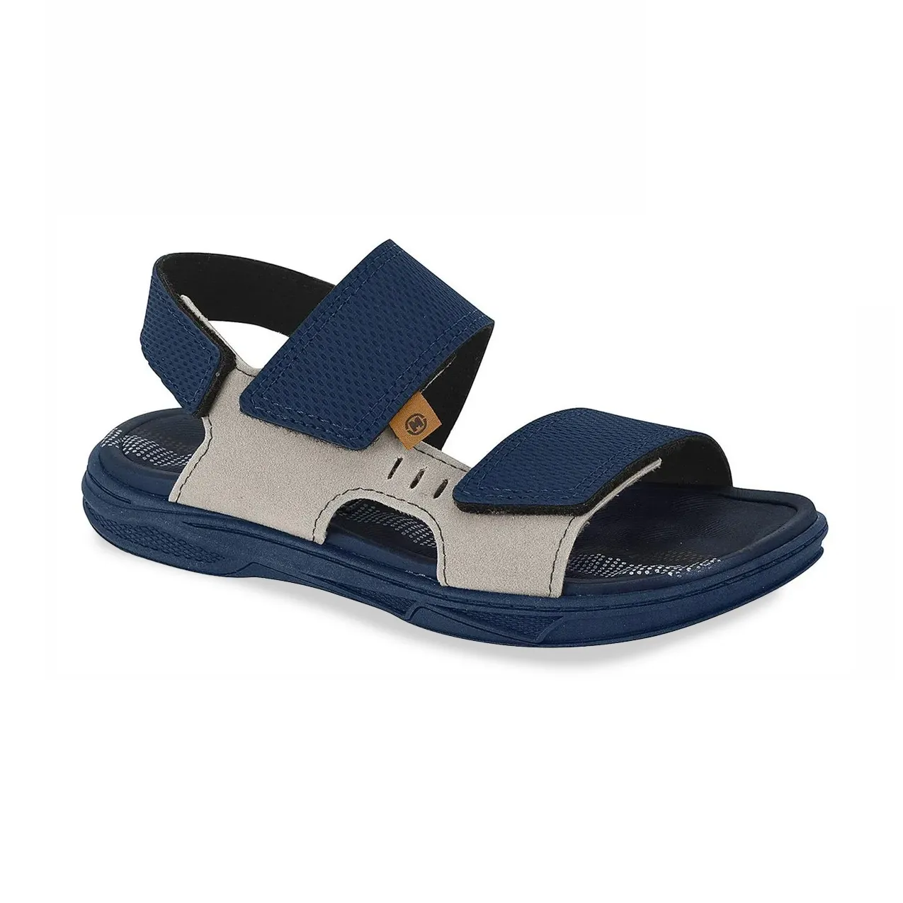 Sandália infantil Molekinho papete casual marinho vista frontal com tiras de velcro